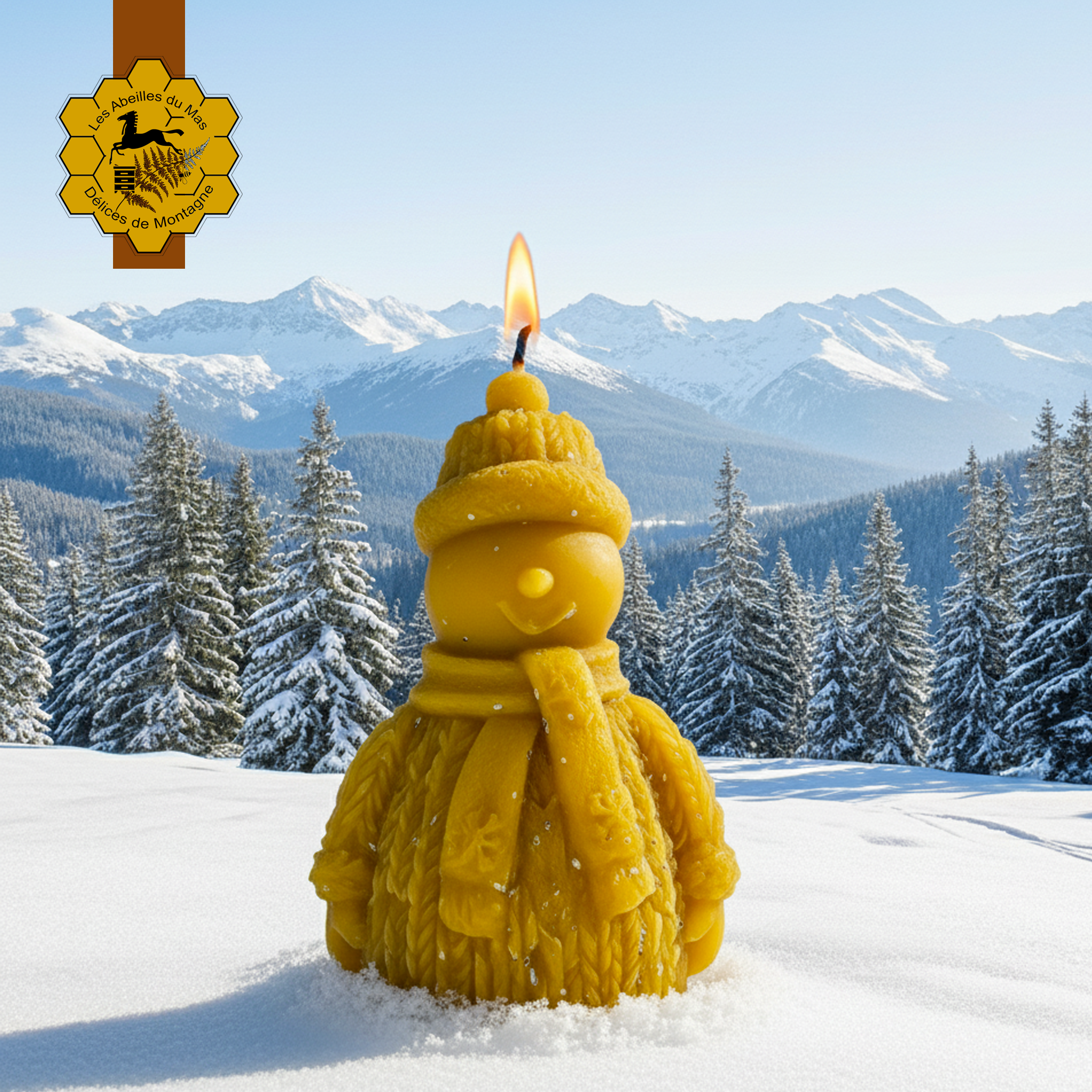 Bougie Miel Bonhomme de neige