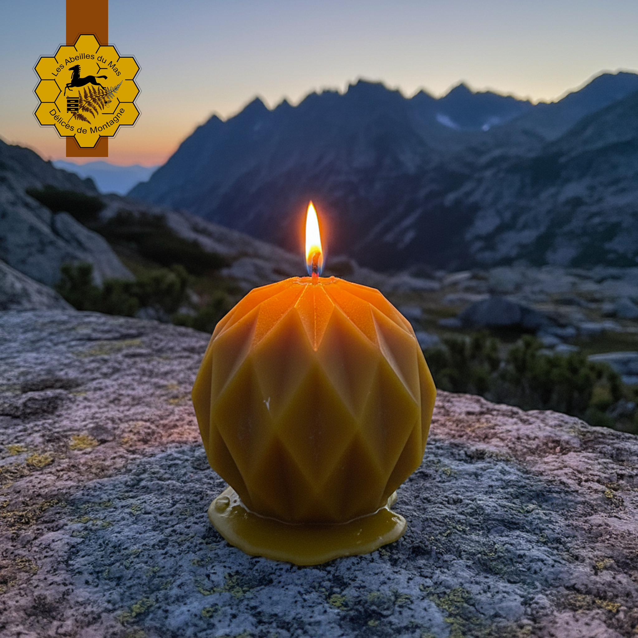 Bougie Miel boule Losanges