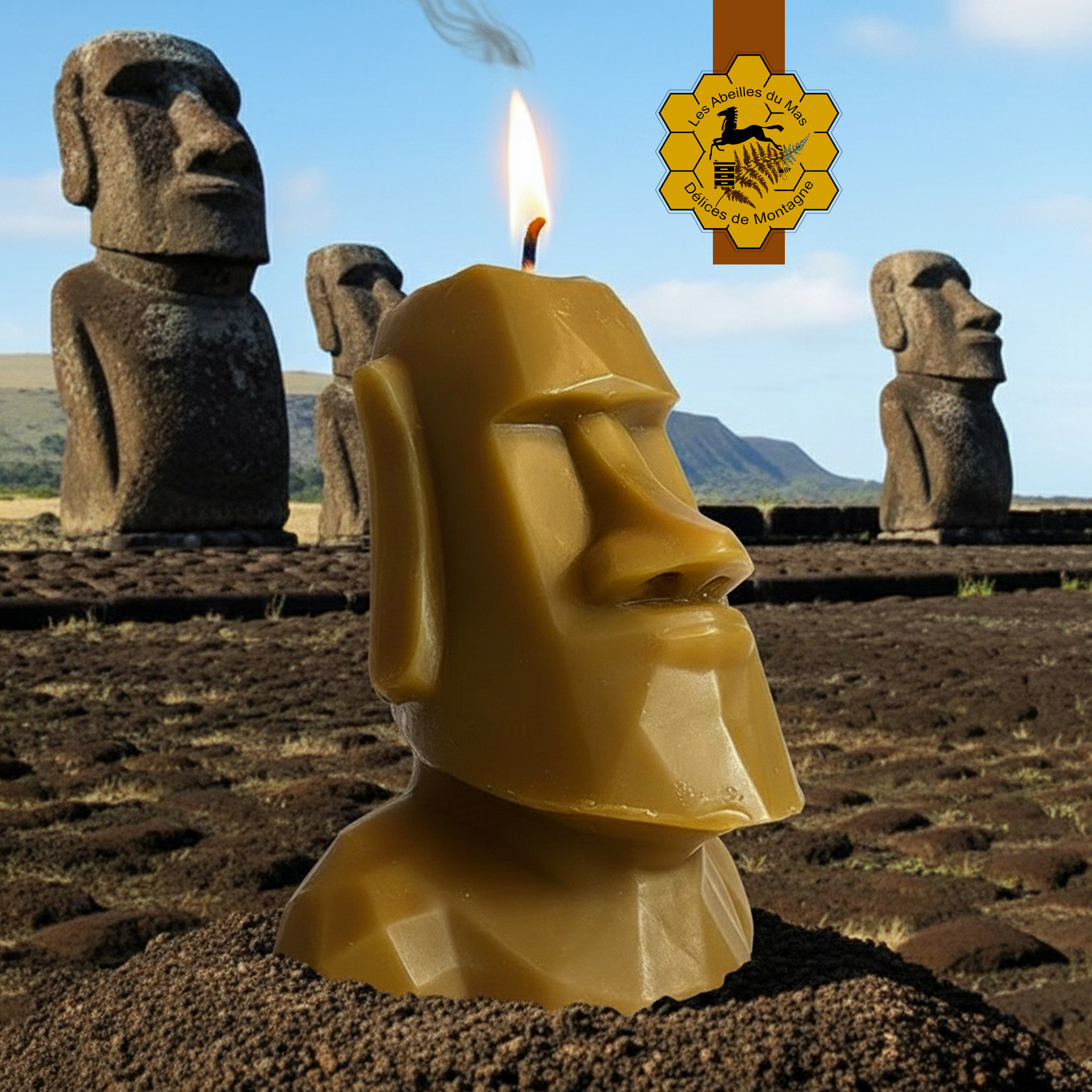 Bougie Miel île de Pâques Moaï