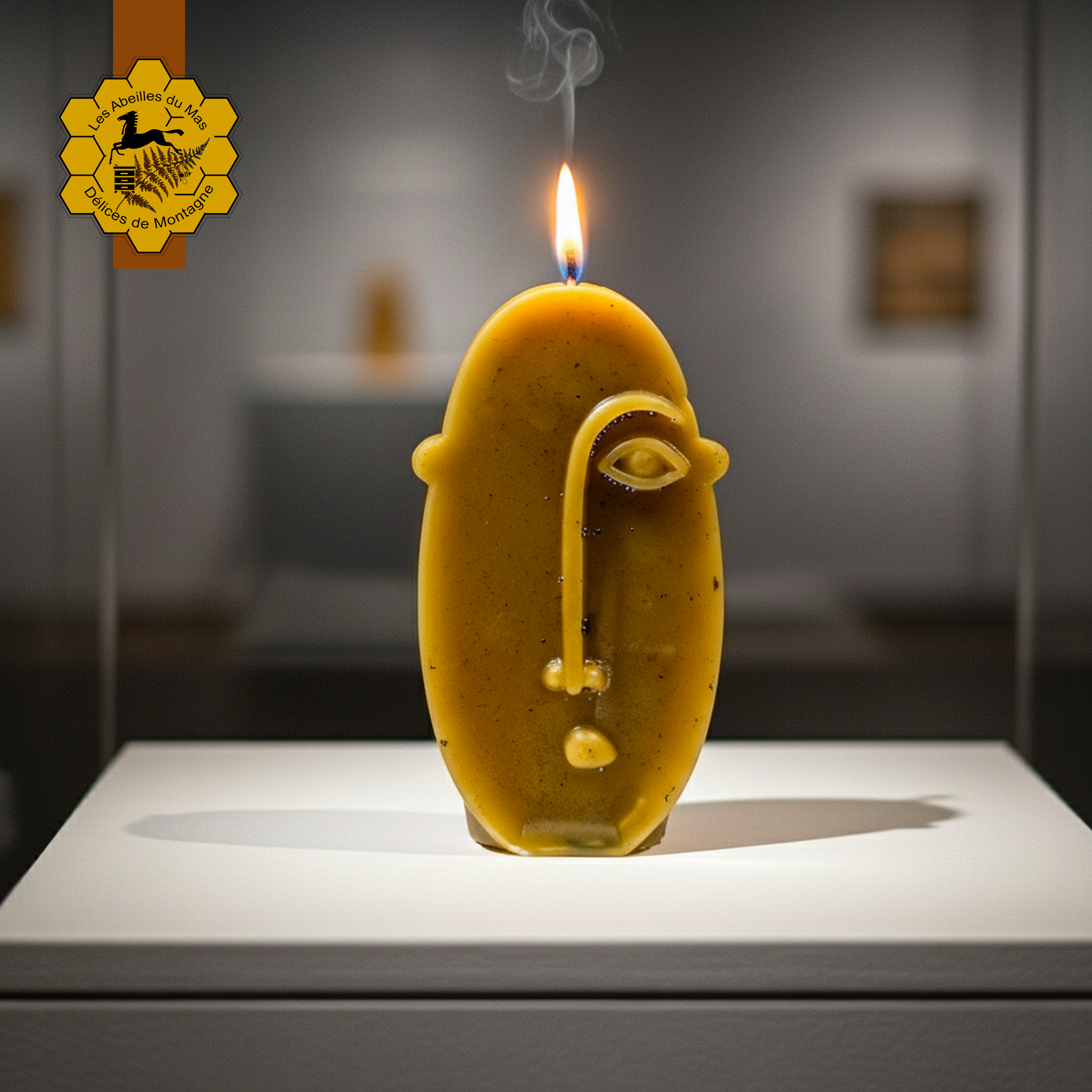 Bougie Miel Masque Rond Allongé